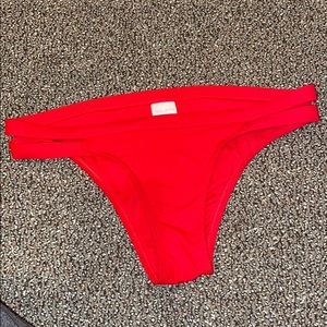 NWOT Bright Red Ribbed Bikini Bottoms